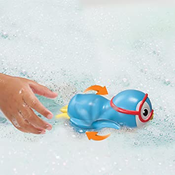 Wind Up Swimming Penguin Bath Toy, Blue